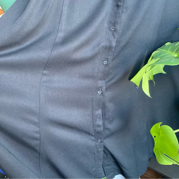 Uniqlo Black Button Down Fit and Flare Black Large Midi Dress - Picture 7 of 8